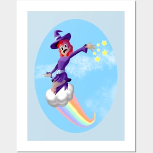 WITCH GIRL ON A CLOUD Posters and Art